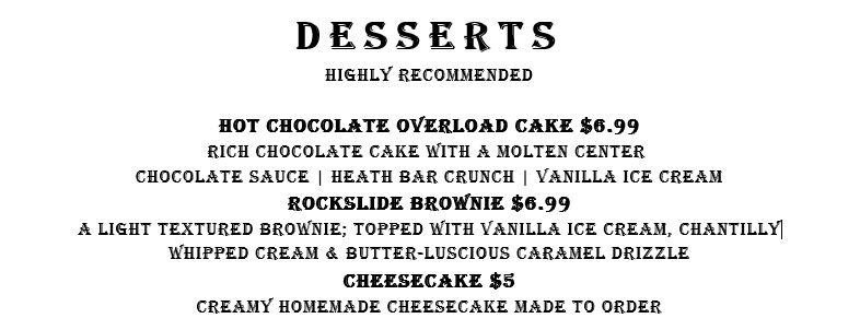 Desserts HIGHLY RECOMMENDED