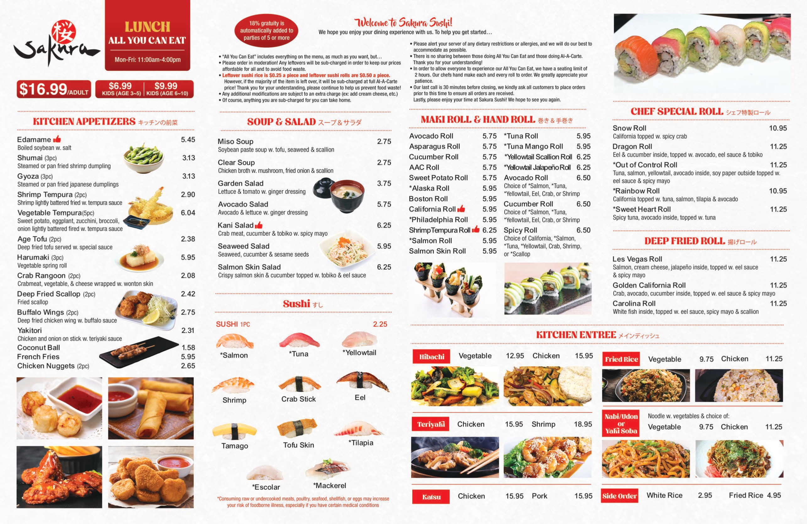 ALL YOU CAN EAT $16.99